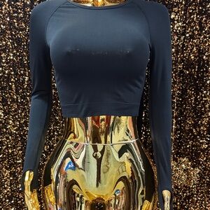 PINK Victoria's Secret Black Long Sleeve Crop Top